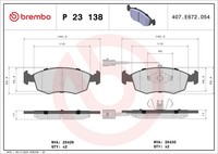 Vorderachse Brembo P 23 138 Bremsbelagsatz, Scheibenbremse FüR Fiat