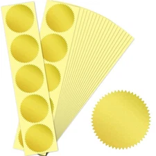 100Pcs 1 3/4" Self-Adhesive Gold Embossed Foil Blank Certificate Sealing Sticker