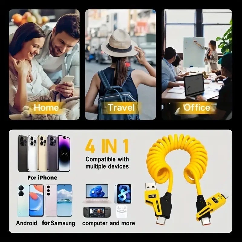 4 in 1 Schnellladekabel USB C A-C Kabel für iPhone Samsung Handy Auto Ladekabel - Bild 4 von 4