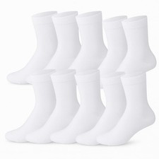 12 Pairs - Pierre Klein  Men  s White Cotton Crew Socks  UK 6  11  EUR 39-46