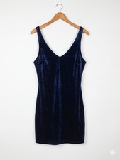 Victoria's Secret Blue Velvet Mini Dress Slip Lingerie Nightgown V-Neck Sz L