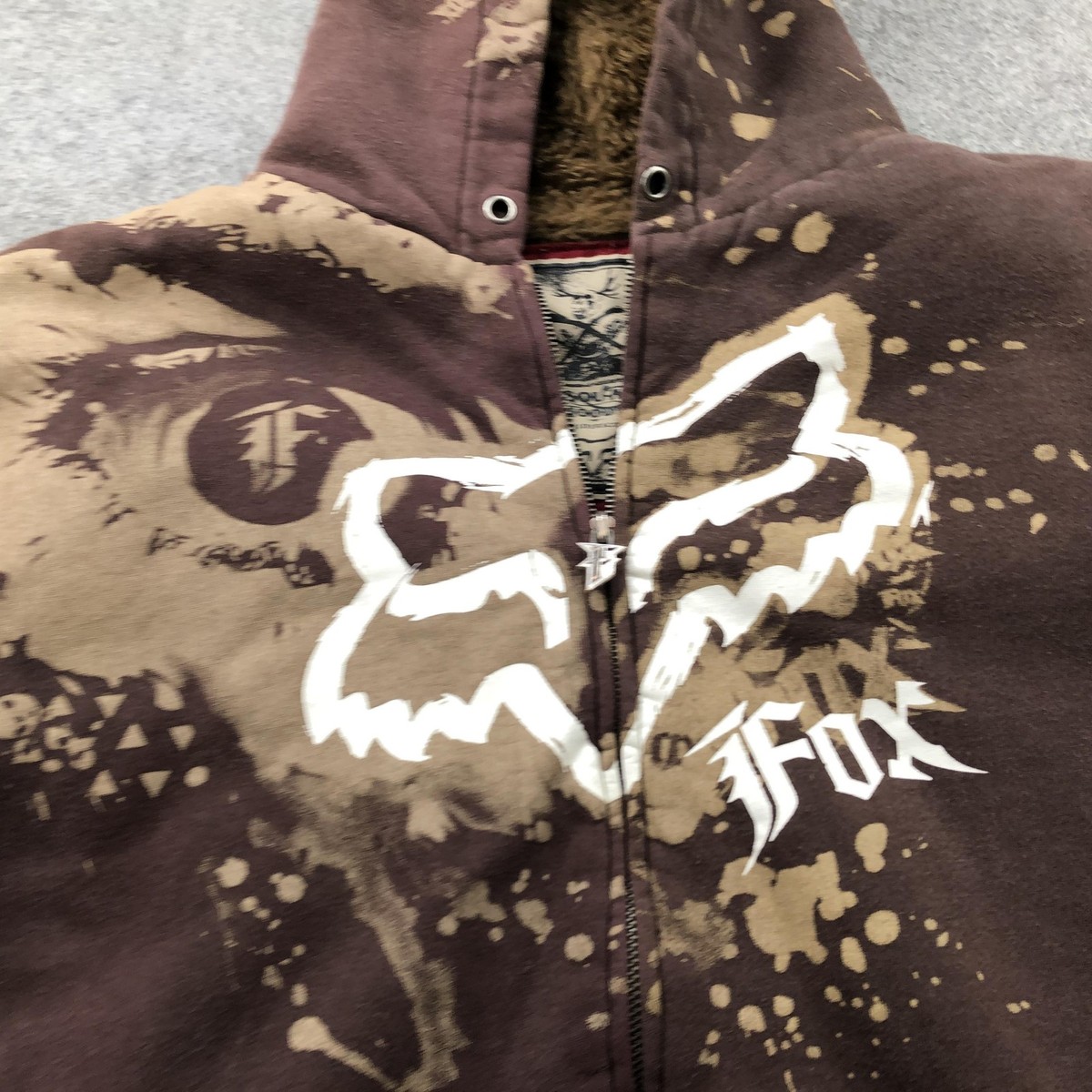 Fox Racing Hoodie Mens Large Brown Sasquatch Hoody Full Zip