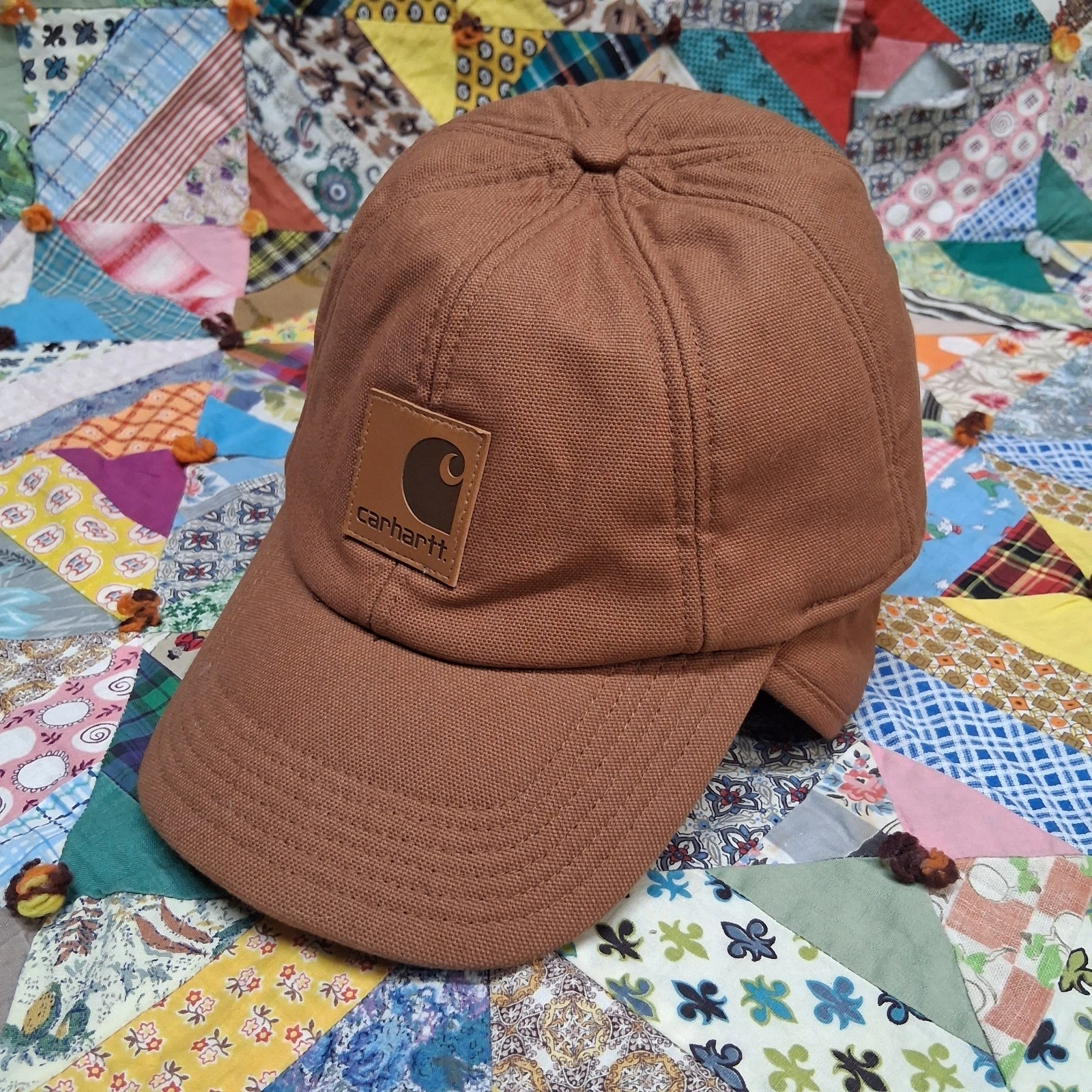 Carhartt A199 BRN Duck Canvas Fleece Lined Ear Flap Cap Size L / XL