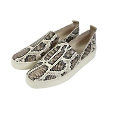 Vince Saxon 2 Snakeskin Embossed Leather Platform Slip On Sneakers 8.5 38.5