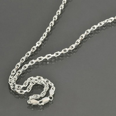 Silver 925 Two-sided Cut Bean Chain Necklace 4.5mm 45cm