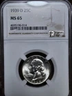 1939 D Washington Silver Quarter MS65 Blast White