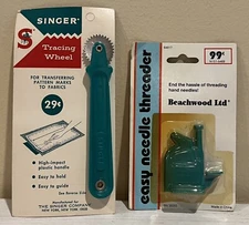 VTG Singer Tracing Wheel & Beachwood Ltd Easy Needle Threader NOS
