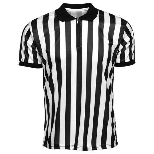 Mens Jersey Stripes Striped T-shirt Short Sleeve Referee Shirt Football Tops