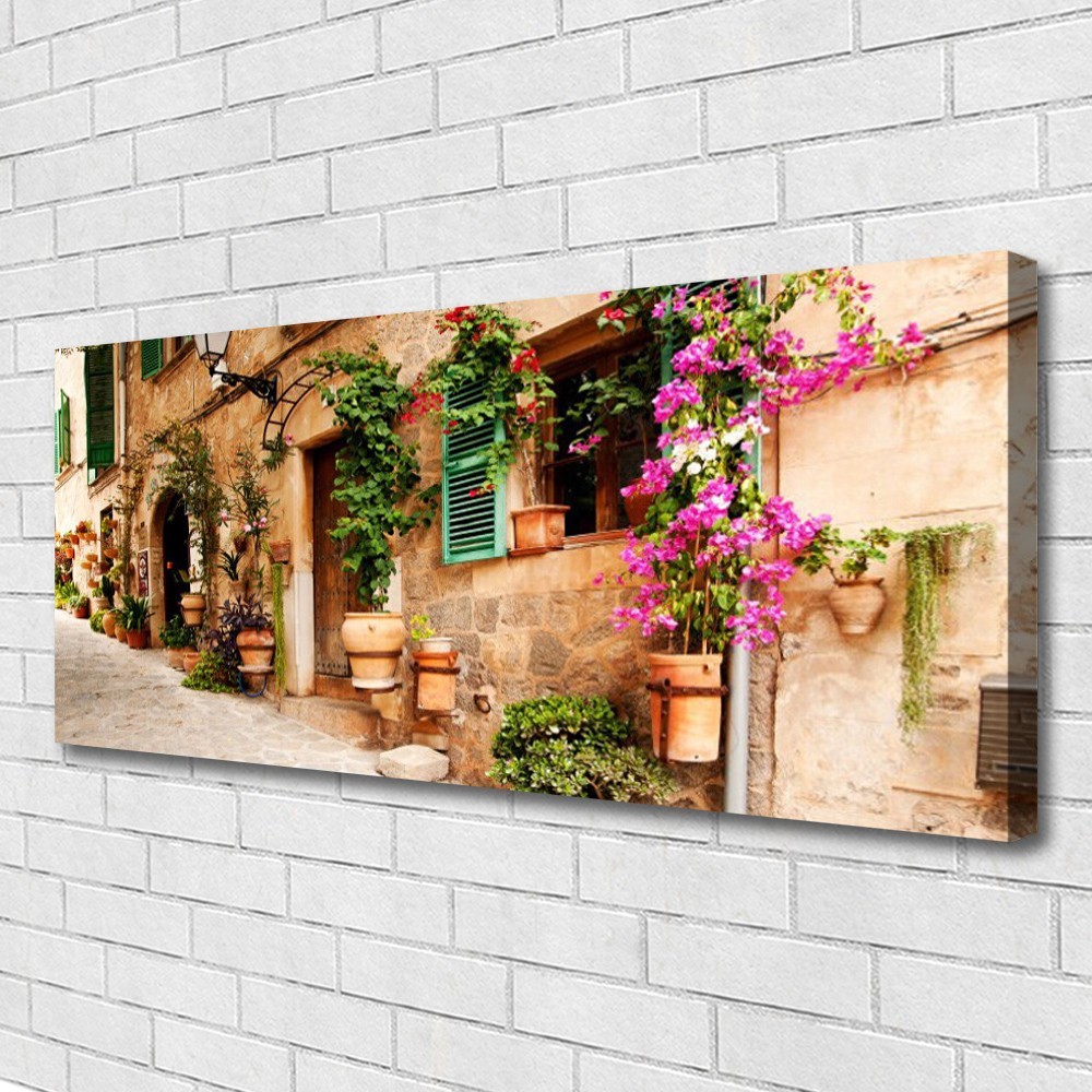 Tableau architecture 125x50 cm panoramique impression sur toile de style maison moderne
