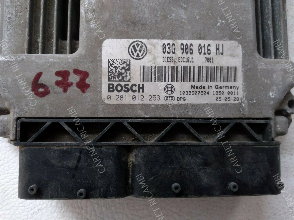 0281012253 BOSCH EDC16U1 03G906016HJ CENTRALINA MOTORE VW GOLF V 2.0 TDI 103KW - Immagine 2 di 4
