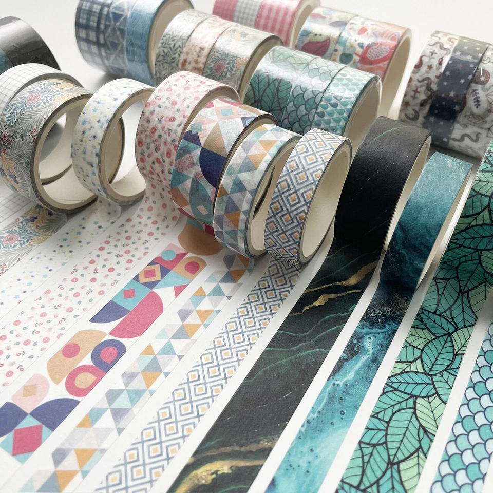 3 Simple Washi Tapes Set | Geometry | Flow Gold | Floral|Green|Blue|Starry night - image 2 of 4