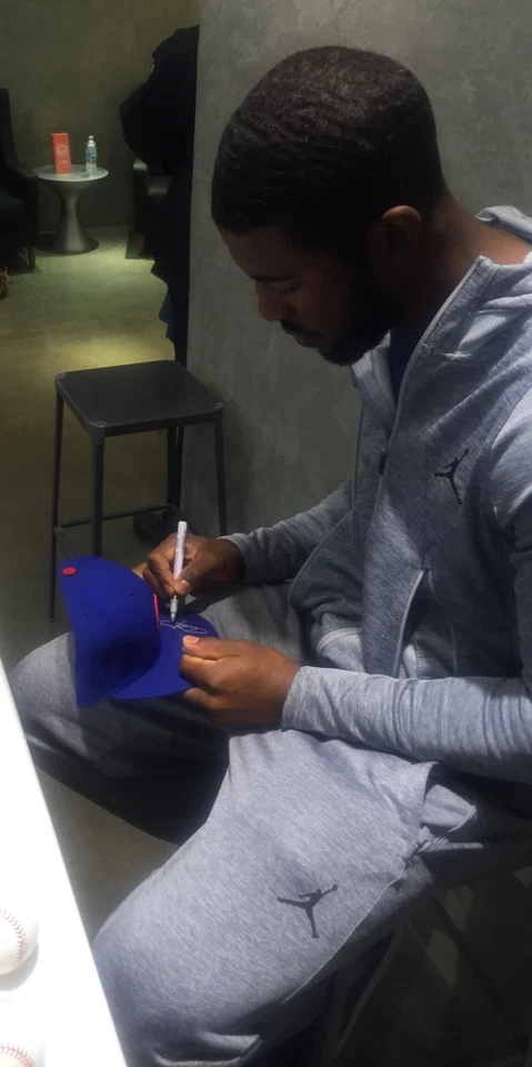 Chicago Cubs DEXTER FOWLER Firmado Juego de Béisbol Gorra Serie Mundial Foto Prueba Sombrero Foto 2 de 4