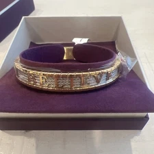 Charriol " Believe " Bangle Bracelet 04-104-1139-17BE ~ Gold ~ Size Large