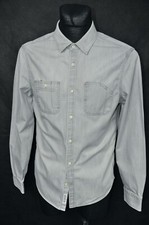 All Saints Origin Gray Denim Shirt Men's Button Down size M