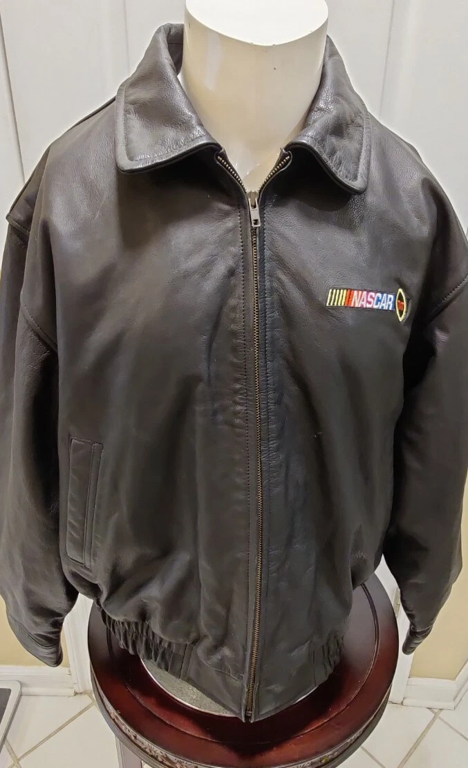 NASCAR Leather jacket Size XL Black Insulated Quilted Liner