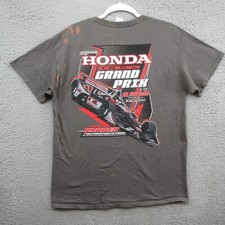 Honda Indy Grand Prix Vintage T Shirt Mens Large Gray Distressed Gildan