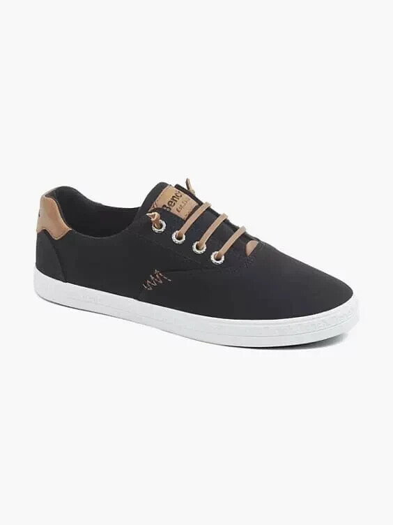 Ladies Bench Canvas Slip On Trainers Black Tan Casual Shoes Fast Delivery
