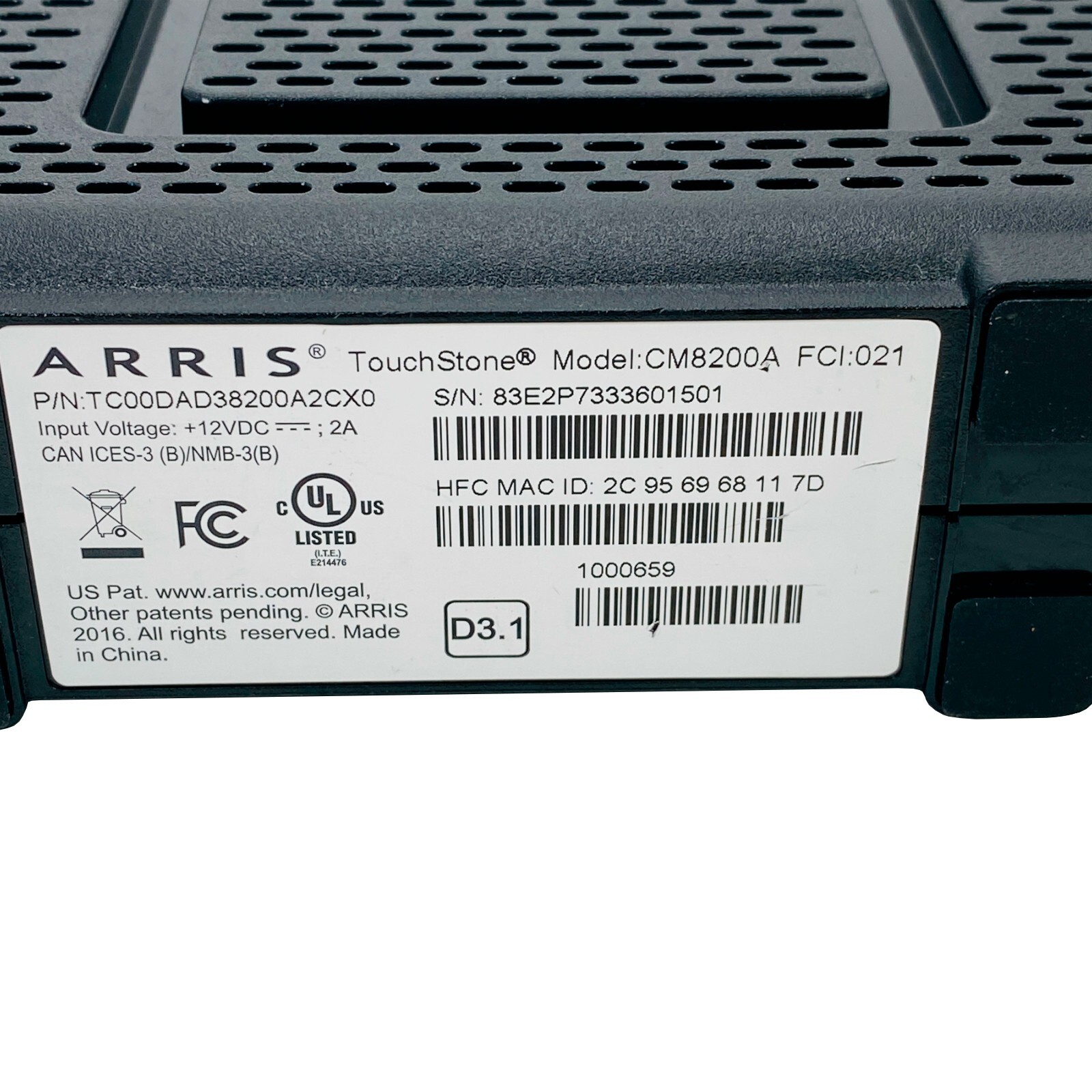 Arris TouchStone CM8200A DOCSIS 3.1 Ultra Fast Cable Modem w/Adapter eBay