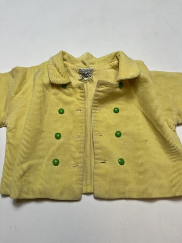 Vintage 1940s Kids Jacket Overalls and Hat Corduroy Embroidered Yellow Cute RARE - Picture 7 of 16