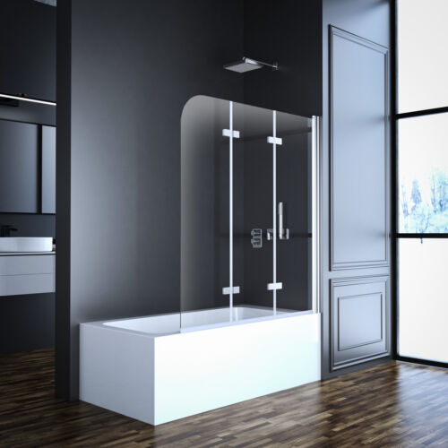 3teilig Duschwand 120x140 Duschabtrennung Badewannenaufsatz Faltwand Doppel Nano - Bild 1 von 10