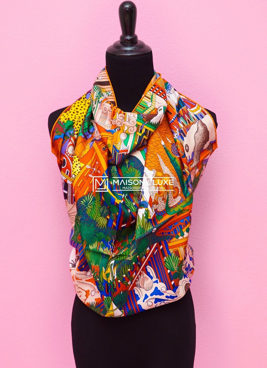 HERMES ツイリーANIMAPOLIS アニマポリス　オレンジ NEW HERMES 90 cm 36