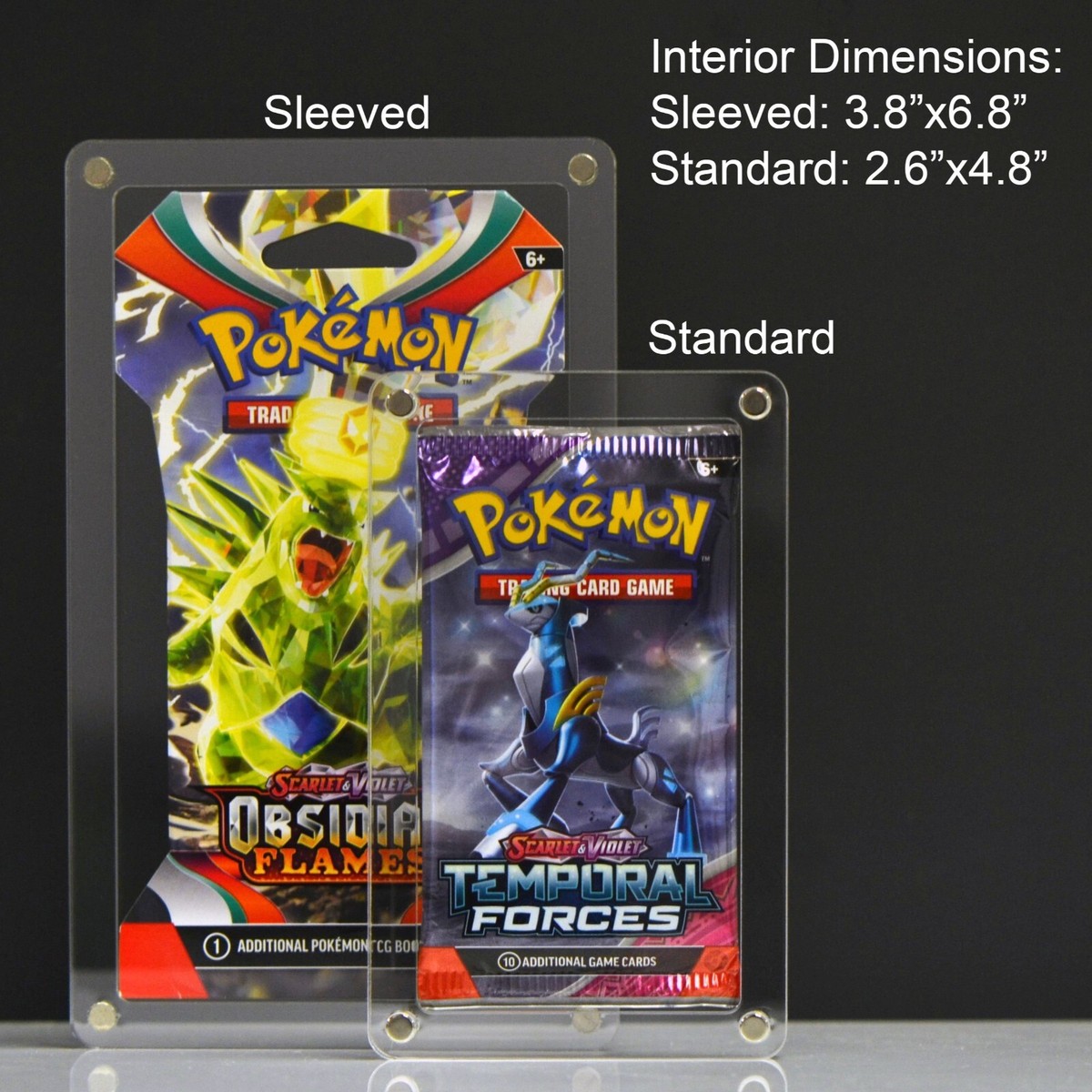 pokemon booster pack dimensions Pokémon Sleeved Booster Pack Magnetic Protective Acrylic Case **CASE ONLY**