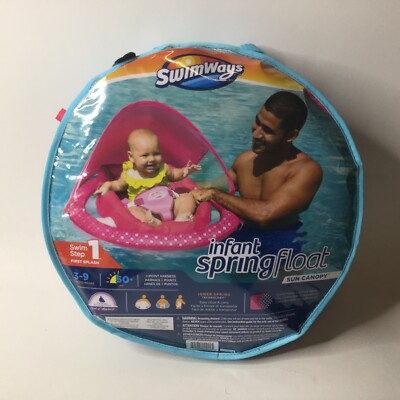 SwimWays Infant Spring Float Pool Float UPF50+ with Canopy Pink 3-9 ...