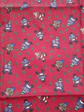 Christmas Fabric, Snowman on Red 1/2 yd, Cotton Holiday Crafts Masks