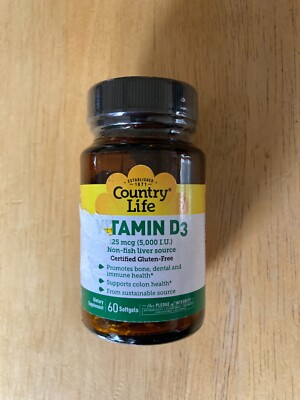 Country Life Vitamin D3 5000 IU 60 Softgels