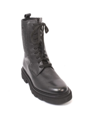 Luca Grossi 453 Black Leather Elastic Zip-Up Lace-Up Ankle Boots 36.5 ...