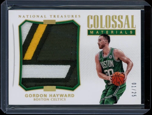 2017-18 National Treasures Gordon Hayward Colossal LOGO Patch Card /25 GOLD