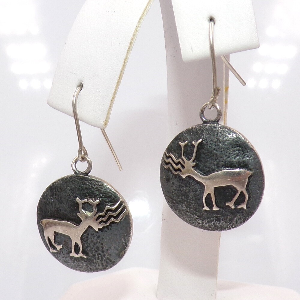 Moose Stud Earrings Oxidized Sterling Silver Moose Stud Earrings Oxidized Sterling Silver