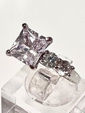 PAJ 925 SS PRINCESS CUT 2SOLITAIRE ROUND CZ RING SZ 6