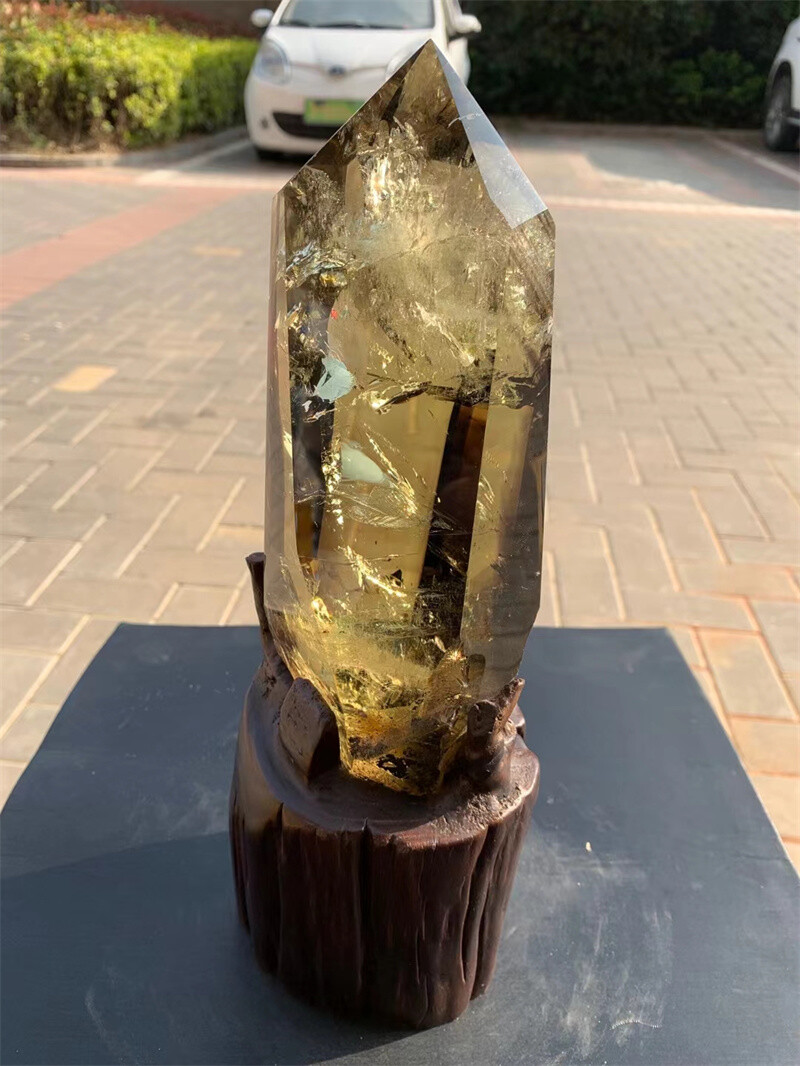 5.83LB Smokey Citrine Quartz Obelisk Healing Crystal with Stand