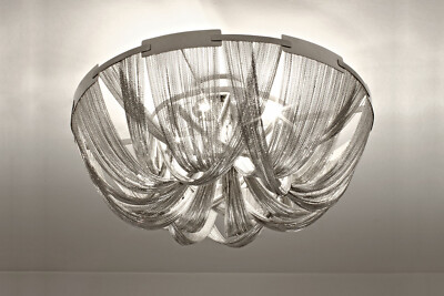 Terzani Soscik Flush Mount Nickel Flushmount Chandelier Medium 