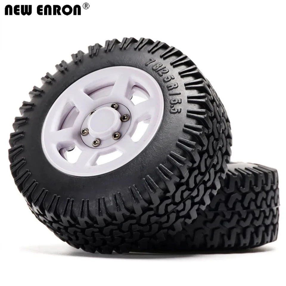 1.55 Crawler Beadlock Wheels Rims Rubber Tires for 1:10 Axial D90 TF2 LC80 MST - Image 3 of 4