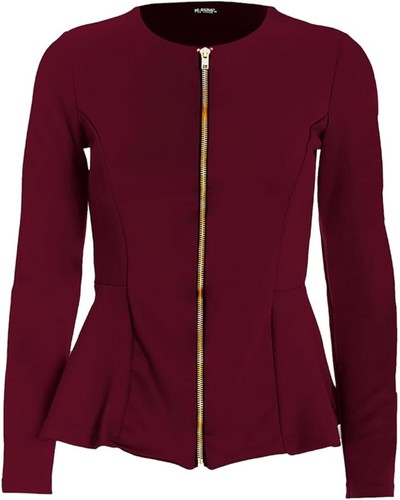 Plus Size Ladies Womens Tailored Zip Up Peplum Ruffle Frill Jacket Blazer Top - Picture 5 of 12