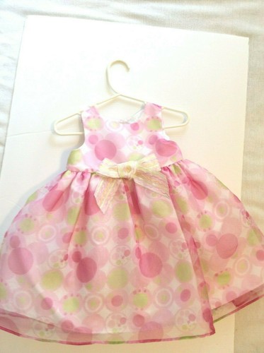 Vestido de Fiesta Marmelatta Ajuste y Acampanado Rosa Verde Gasa Niña 12 Meses - Imagen 5 de 8