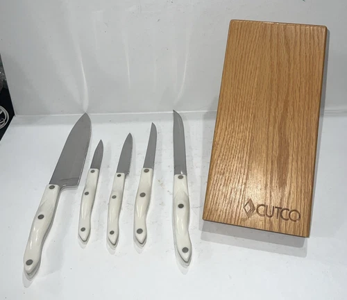 Cutco Pearl White Handles -6 pieces (Space Saver Set) Used With 5 Knives.