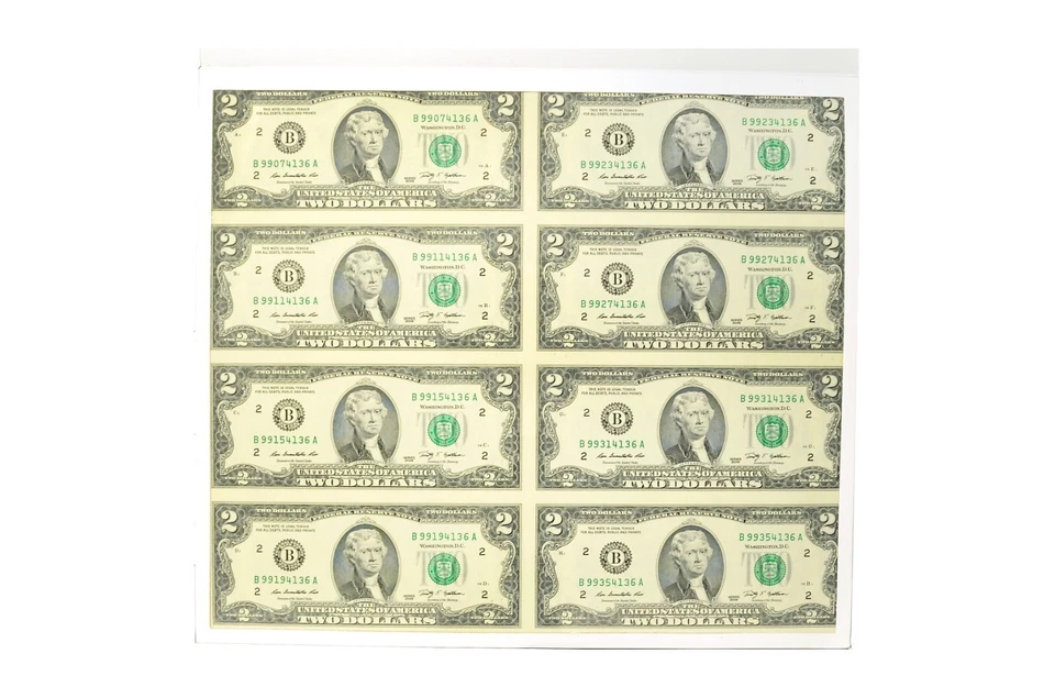 USA 2009 Series $2 8-uncut Banknote Sheet in Album - Image 2 of 2