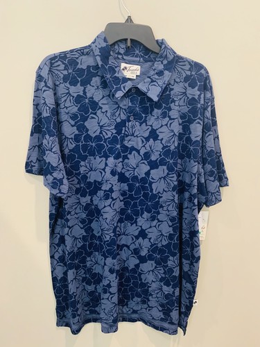 Trunks Surf and Swim CO. David Solid Woodcut Floral Polo Marine Size Large New - Picture 12 of 12