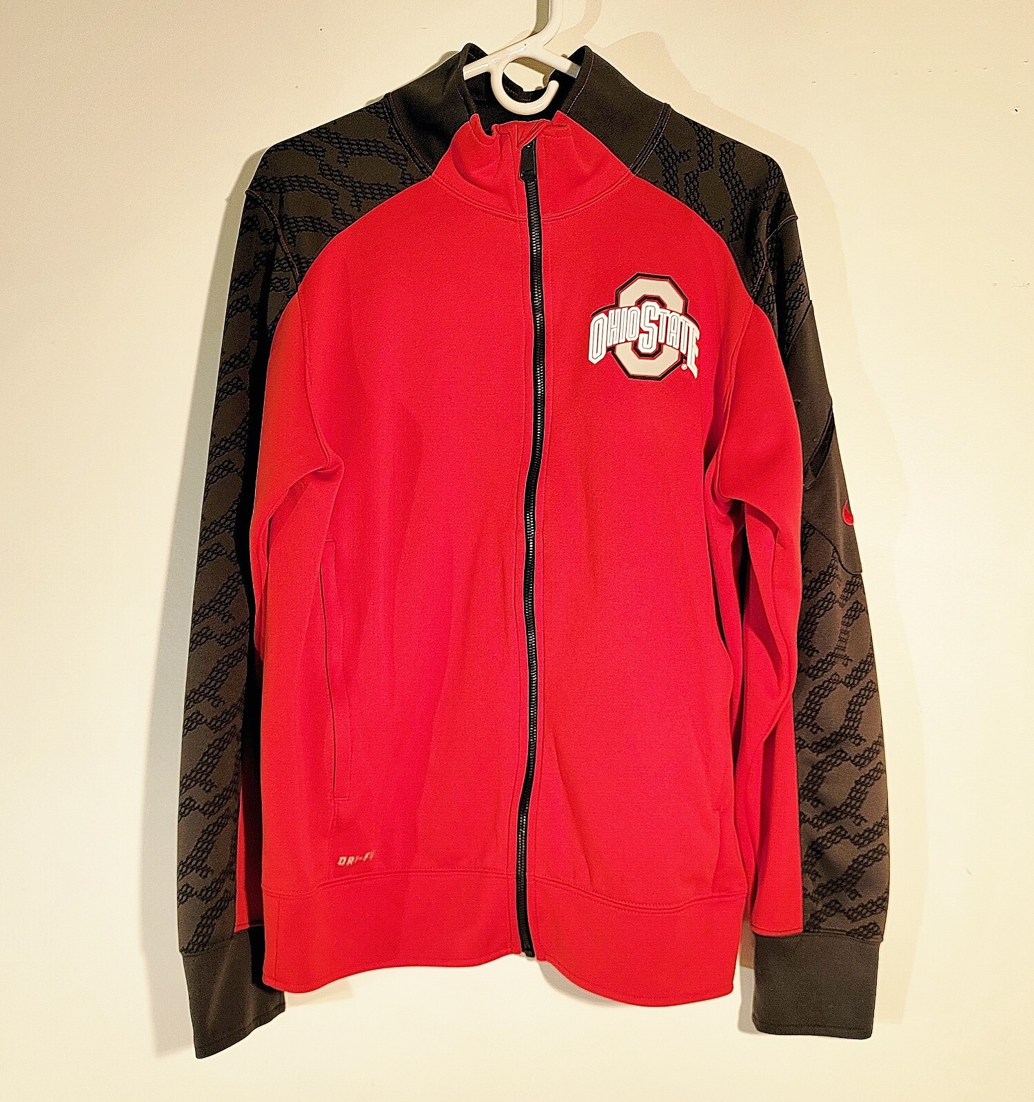 SACAI X NIKE NIKE Dri Fit Uomo Small Ohio State Buckeyes Giacca Full Zip Rosso e Grigio