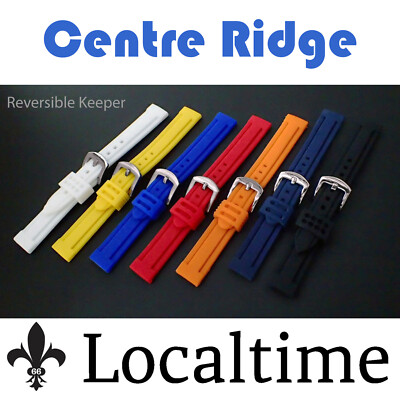 CLEARANCE Centre Ridge Smooth Silicone Rubber Scuba Diver Watch Straps 18mm-30mm