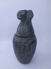 RARE ANCIENT EGYPTIAN ANTIQUE Statue of Canopic Jar Baboon Head Winged Scarab