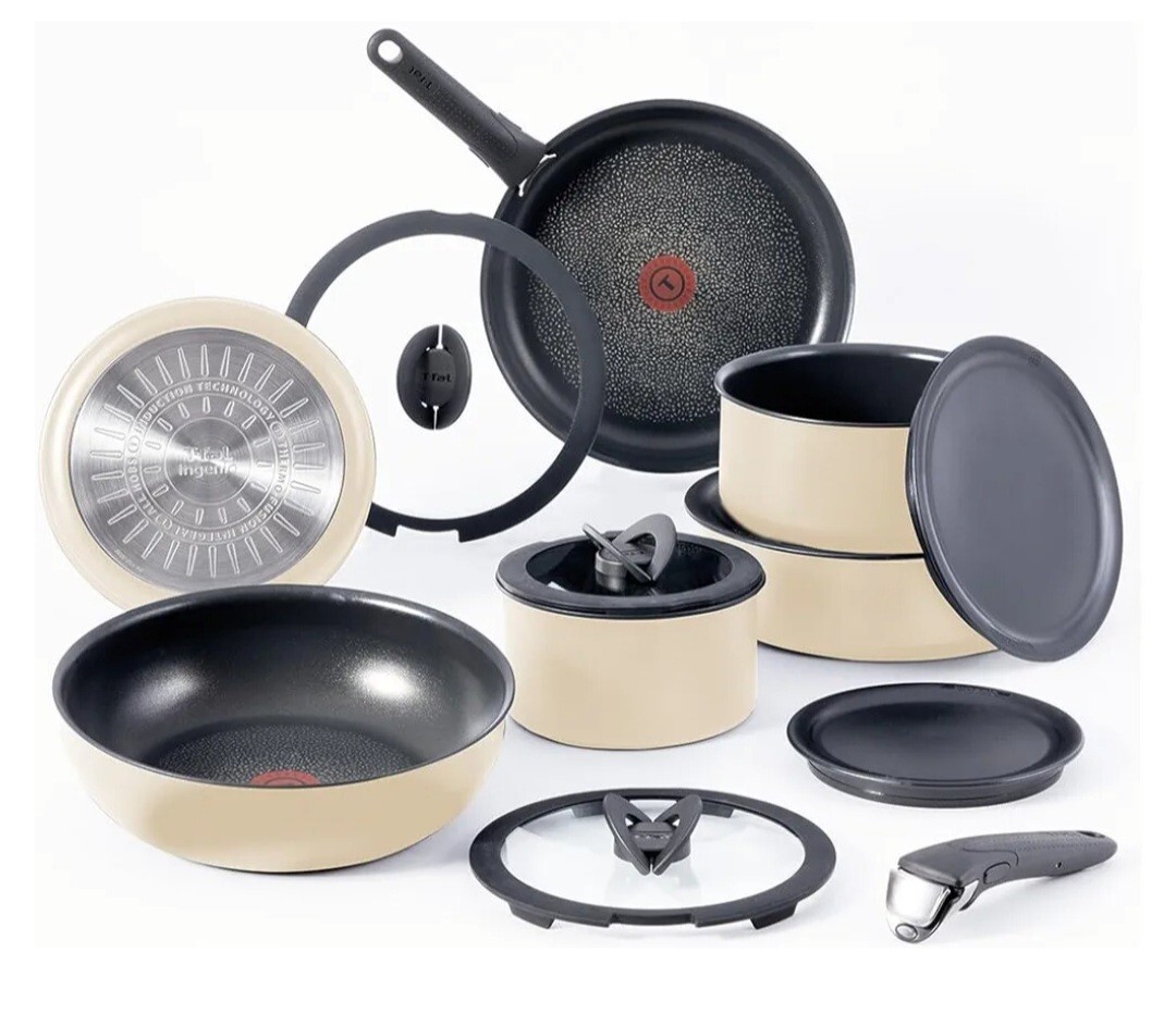 T-FAL TEFAL INGENIO NONSTICK NESTING COOKWARE.  POTS PANS LIDS.   14 pc, NIB-image