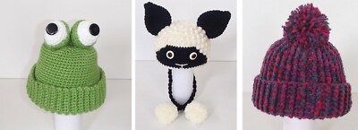 Kinder Handarbeit gehäkelt Neuheit 3D Frosch ODER Schaf Mütze ODER Bommelmütze Beanie Mütze