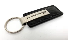 Dodge Key Chain Black Carbon Fiber W/ Leather & Laser Engraved Emblem 