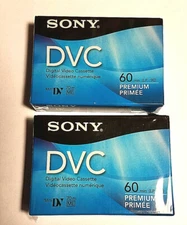 Two (2) Pack Sony Premium Mini DVC Digital Video Cassette Tapes 60MIN DVM60PRR 