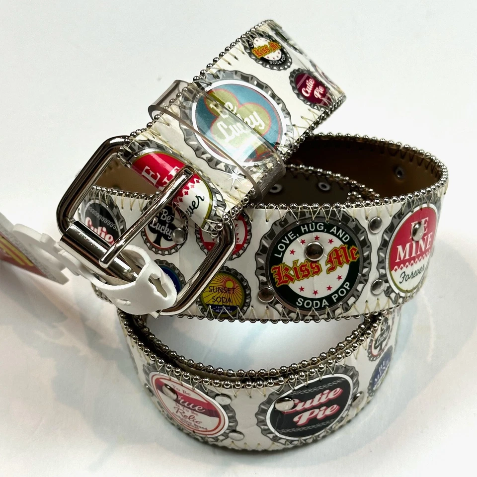Vintage RELIC White Bottle Cap Bottlecap Jelly Belt Size L 41"  New Old Stock - Image 2 of 4