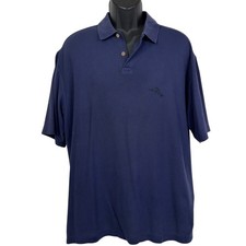 Tommy Bahama Mens Navy Blue Embroidered Fish Polo Shirt XL Pima Cotton